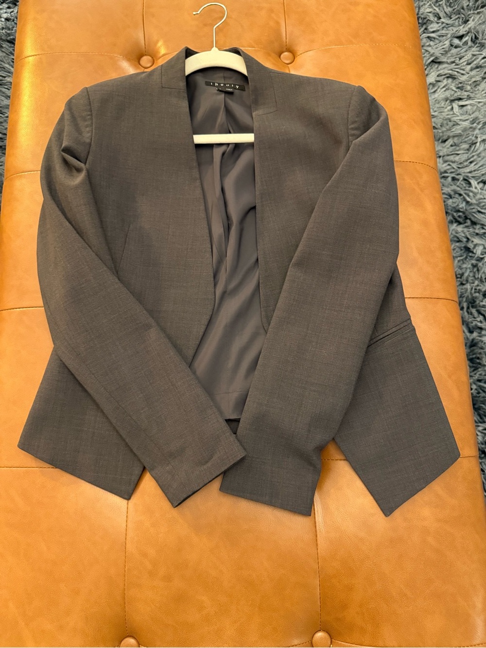 Theory Charcoal Gray Open-Front Tailored Blazer